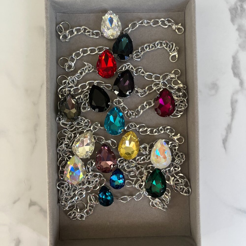 Swarovski Crystal Pear Shaped Bracelet - Hypoallergenic - Gift, Woman, Man - Picture 8 of 8